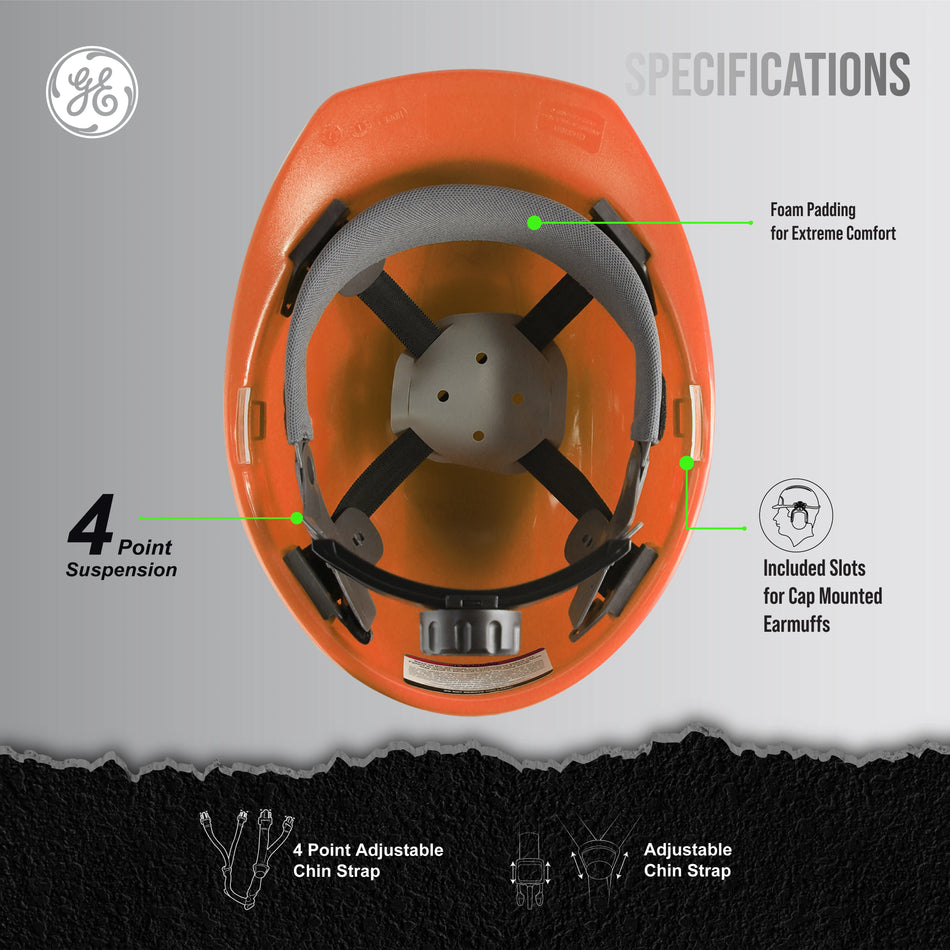 orange | Hard Hat | Cap Style Hard Hat — GE PPE GH327, ANSI Z89.1-2014 Type 1 Class E Dielectric | GH327O