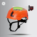 orange, Vented | three-quarter view with ventilation visible | Vented Type 1 Safety Helmet with Koroyd — GE PPE GH400, ANSI Z89.1-2014 Class C | GH400O