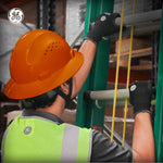 orange | worker wearing hard hat on construction site | Vented Full Brim Hard Hat — GE PPE GH328, ANSI Z89.1-2014 Type 1 Class C | GH328O