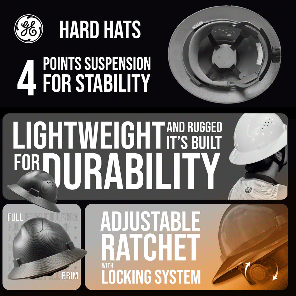 orange | top-down interior suspension system view | Vented Full Brim Hard Hat — GE PPE GH328, ANSI Z89.1-2014 Type 1 Class C | GH328O