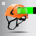 orange, Vented | worker wearing helmet on construction site | Vented Type 2 Safety Helmet with Koroyd — GE PPE GH500, ANSI Z89.1 Class C | GH500O