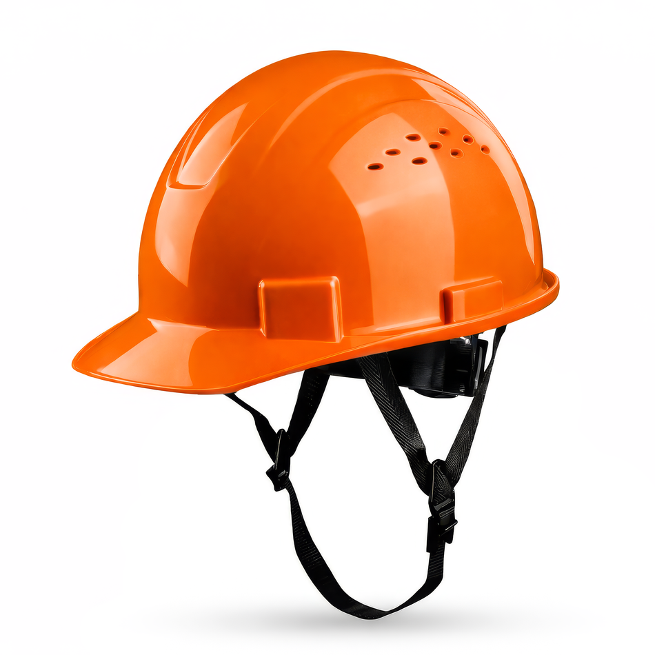 orange | GH326O vented cap style hard hat with chin strap