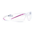 pink/white, Clear Anti-Fog | three-quarter view showing clear lens and temples | Wrap-Around Safety Glasses — GE PPE 30 Series, ANSI Z87.1 | GE130CAF