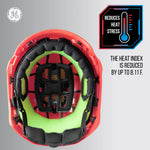 red, Non-Vented | top view showing interior padding design | Non-Vented Type 2 Safety Helmet with Koroyd — GE PPE GH501, ANSI Z89.1-2014 Class E & G | GH501R