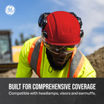 red, Non-Vented | worker wearing helmet on construction site | Non-Vented Type 2 Safety Helmet with Koroyd — GE PPE GH501, ANSI Z89.1-2014 Class E & G | GH501R