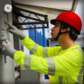 red | worker wearing hard hat in action | Cap Style Hard Hat — GE PPE GH327, ANSI Z89.1-2014 Type 1 Class E Dielectric | GH327R
