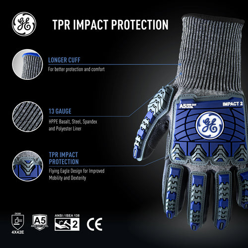 TPR Impact Foam Nitrile Work Gloves — GE PPE GG244, Impact Resistant