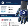 xl, 1 Pack | ANSI Cut Level 5 | TPR Impact Foam Nitrile Work Gloves — GE PPE GG244, Impact Resistant | GG244XLC