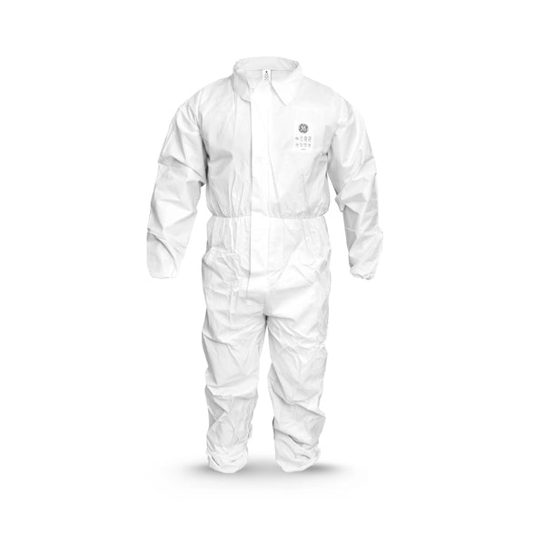 s | 63 GSM | Microporous Disposable Coverall Type 5B/6B — GE PPE GW902, EN 13982-1, Elastic Wrists & Ankles | GW902S
