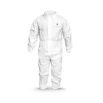 s | front flat lay of full coverage suit | Microporous Disposable Coverall Type 5B/6B — GE PPE GW902, EN 13982-1, Elastic Wrists & Ankles | GW902S