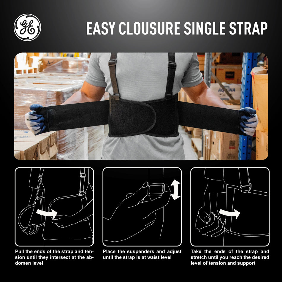 m | Lumbar Back Support Belt — GE PPE GR540, Ergonomic Fit | GR540M