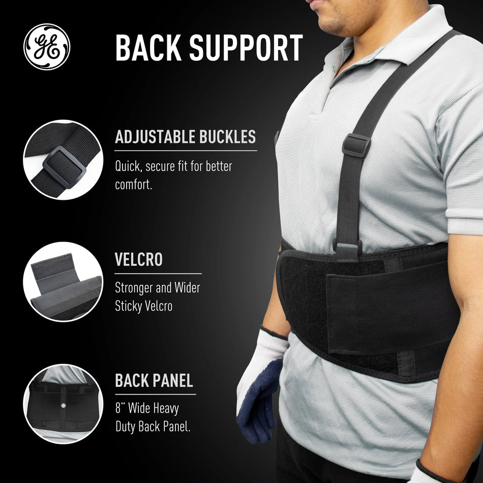 m | Lumbar Back Support Belt — GE PPE GR540, Ergonomic Fit | GR540M