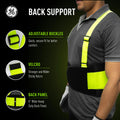 xl | model wearing back support with features | High-Visibility Back Support Belt — GE PPE GR542, Ergonomic Fit | GR542XL