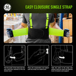 xl | model wearing belt in warehouse setting | High-Visibility Back Support Belt — GE PPE GR542, Ergonomic Fit | GR542XL