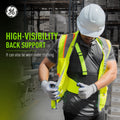 s | model wearing back support in warehouse | High-Visibility Back Support Belt — GE PPE GR542, Ergonomic Fit | GR542S