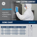 2xl | model wearing white protective coverall hooded | SMS Disposable Hooded Coverall Type 5/6 — GE PPE GW901, EN 13982-1, Elastic Wrists & Ankles | GW9012XL