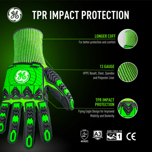 Sandy Nitrile TPR Impact Work Gloves — GE PPE GG240, Impact Resistant