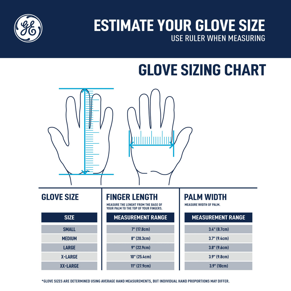 s | glove sizing chart with measurement guide | Sandy Nitrile TPR Impact Work Gloves — GE PPE GG240, Impact Resistant | GG240SC