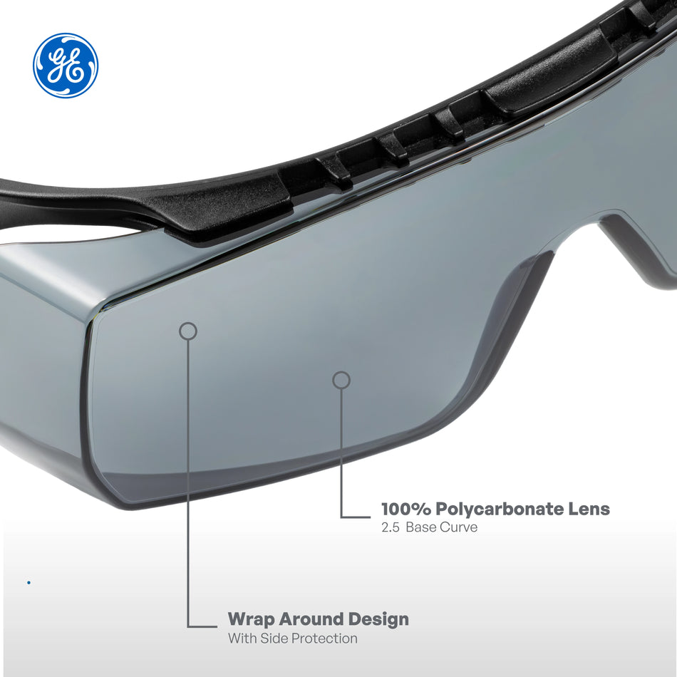 smoke anti-scratch | Over-Prescription OTG Safety Glasses — GE PPE 12 Series, Dielectric, ANSI Z87.1 | GE212S