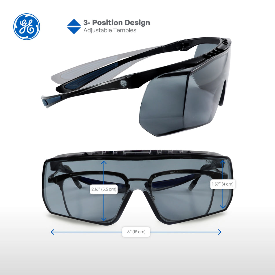 smoke anti-scratch | Over-Prescription OTG Safety Glasses — GE PPE 12 Series, Dielectric, ANSI Z87.1 | GE212S