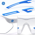 white/blue, Clear Anti-Fog | ANSI Z87.1 Anti-Fog Lenses | Wrap-Around Safety Glasses — GE PPE 10 Series, Anti-Fog, ANSI Z87.1 | GE110CAF