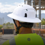 white | worker wearing helmet back view outdoors | Full Brim Accessory — GE PPE GH626 | GH626W