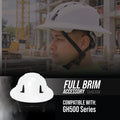 white | worker wearing helmet on construction site | Full Brim Accessory — GE PPE GH626 | GH626W