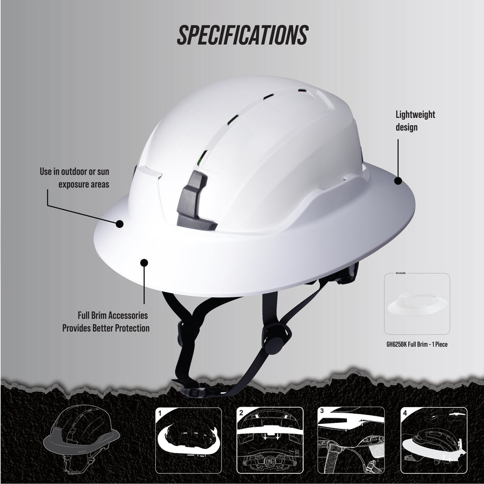 white | three-quarter view showing specifications and features | Full Brim Accessory — GE PPE GH626 | GH626W
