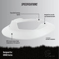 white | side view with labeled specifications | Full Brim Accessory — GE PPE GH626 | GH626W