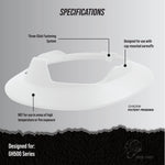 white | side view with labeled specifications | Full Brim Accessory — GE PPE GH626 | GH626W