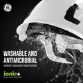 white, Vented | angled side view with water splash | Vented Type 1 Safety Helmet with Koroyd — GE PPE GH400, ANSI Z89.1-2014 Class C | GH400W