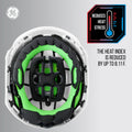 white, Vented | top-down interior view showing ventilation | Vented Type 2 Safety Helmet with Koroyd — GE PPE GH500, ANSI Z89.1 Class C | GH500W