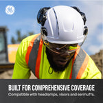 white, Vented | worker wearing helmet on construction site | Vented Type 2 Safety Helmet with Koroyd — GE PPE GH500, ANSI Z89.1 Class C | GH500W