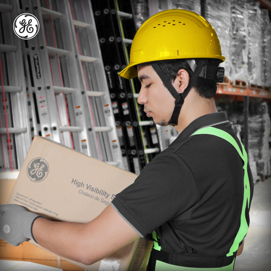yellow | GH326Y vented cap style hard hat with chin strap | Vented Cap Style Hard Hat — GE PPE GH326, ANSI Z89.1-2014 Type 1 Class C | GH326Y