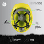 yellow | GH326Y vented cap style hard hat with chin strap | Vented Cap Style Hard Hat — GE PPE GH326, ANSI Z89.1-2014 Type 1 Class C | GH326Y