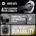 yellow | hands adjusting interior suspension system details | Cap Style Hard Hat — GE PPE GH327, ANSI Z89.1-2014 Type 1 Class E Dielectric | GH327Y