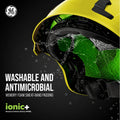 yellow, Non-Vented | side view with water splashing detail | Non-Vented Type 2 Safety Helmet with Koroyd — GE PPE GH501, ANSI Z89.1-2014 Class E & G | GH501Y