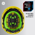 yellow, Non-Vented | top-down view of interior ventilation system | Non-Vented Type 2 Safety Helmet with Koroyd — GE PPE GH501, ANSI Z89.1-2014 Class E & G | GH501Y