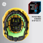 yellow, Non-Vented | top-down view of interior ventilation system | Non-Vented Type 2 Safety Helmet with Koroyd — GE PPE GH501, ANSI Z89.1-2014 Class E & G | GH501Y