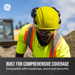 yellow, Non-Vented | worker wearing helmet on construction site | Non-Vented Type 2 Safety Helmet with Koroyd — GE PPE GH501, ANSI Z89.1-2014 Class E & G | GH501Y