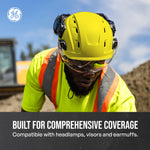 yellow, Vented | worker wearing safety helmet outdoors | Vented Type 1 Safety Helmet with Koroyd — GE PPE GH400, ANSI Z89.1-2014 Class C | GH400Y