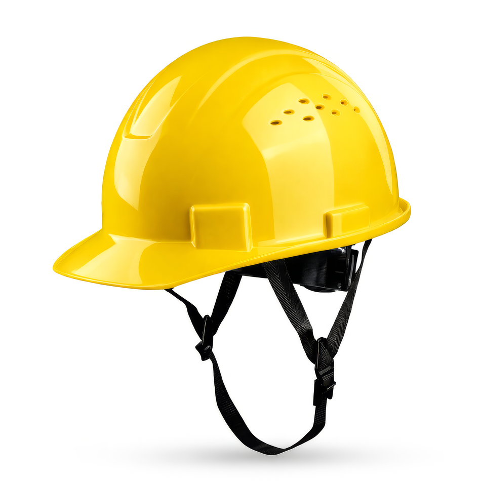 yellow | GH326Y vented cap style hard hat with chin strap